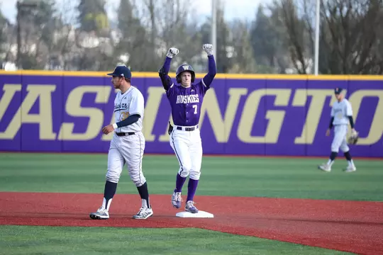 Braiden Ward celebrates at second base.