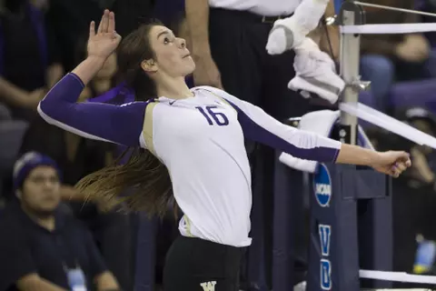 University of Washington Huskies vs. University of Nebraska Cornhuskers .NCAA women's volleyball..Seattle, Wash..Dec. 12, 2014..Photo by Jennifer Buchanan