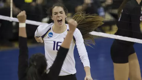 University of Washington Huskies vs. University of Nebraska Cornhuskers .NCAA women's volleyball..Seattle, Wash..Dec. 12, 2014..Photo by Jennifer Buchanan