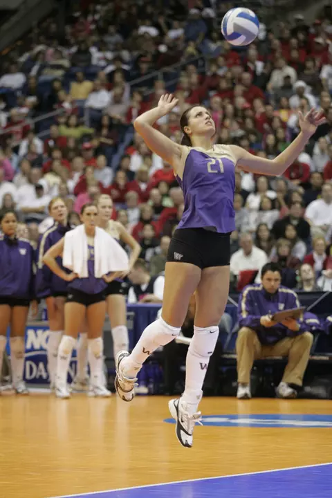 17 DEC 2005: The University of Nebraska takes on the University of Washington during the Division I Women's Volleyball Championship held at the Alamodome in San Antonio, TX. Washington defeated Nebraska 3-0 to win the national title. Jamie Schwaberow/NCAA Photos