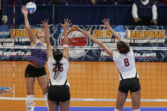 17 DEC 2005: The University of Nebraska takes on the University of Washington during the Division I Women's Volleyball Championship held at the Alamodome in San Antonio, TX. Washington defeated Nebraska 3-0 to win the national title. Jamie Schwaberow/NCAA Photos