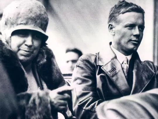 Charles A. Lindbergh, only months his historic solo flight across the Atlantic, flew into Seattle to be greeted by the city's woman mayor, Mrs. Landes. The date was Sept. 13, 1927.