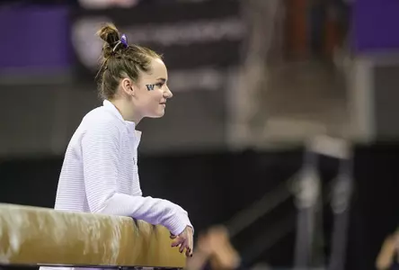 University of Washington gymnastics team hosts Cal at Alaska Airlines Arena on Sunday January 26, 2020, in Seattle. (Stephen Brashear/Red Box Pictures)