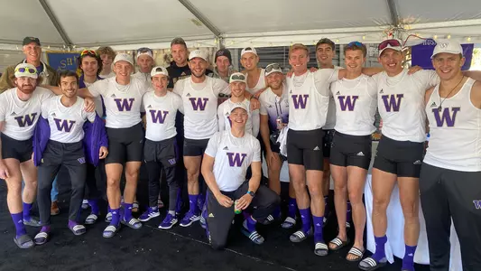 UW men's rowing group shot at 2021 Head of the Charles