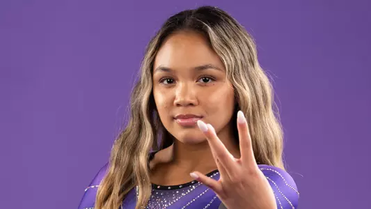 University of Washington gymnastics team at Alaska Airlines Arena on Monday, September 26, 2022, in Seattle. (Stephen Brashear/Red Box Pictures)