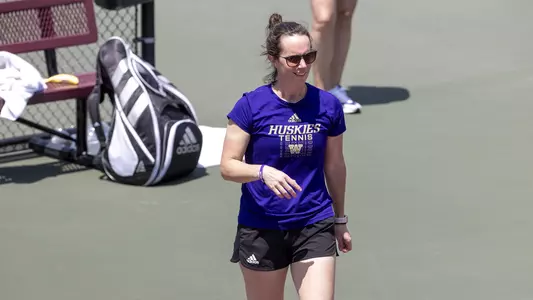COLLEGE STATION, TX - May 06, 2022 - during the Women's Tennis first round of the NCAA Tournament game between the Washington Huskies and the Baylor Bears at Mitchell Tennis Center in College Station, TX. Photo By Craig Bisacre/Texas A&M Athletics