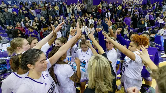 Women's Basketball Team Huddle vs. WSU