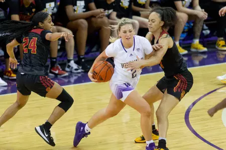 The University of Washington women’s basketball team plays USC
