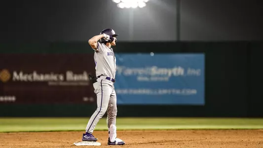 AJ Guerrero celebratesa double on second base