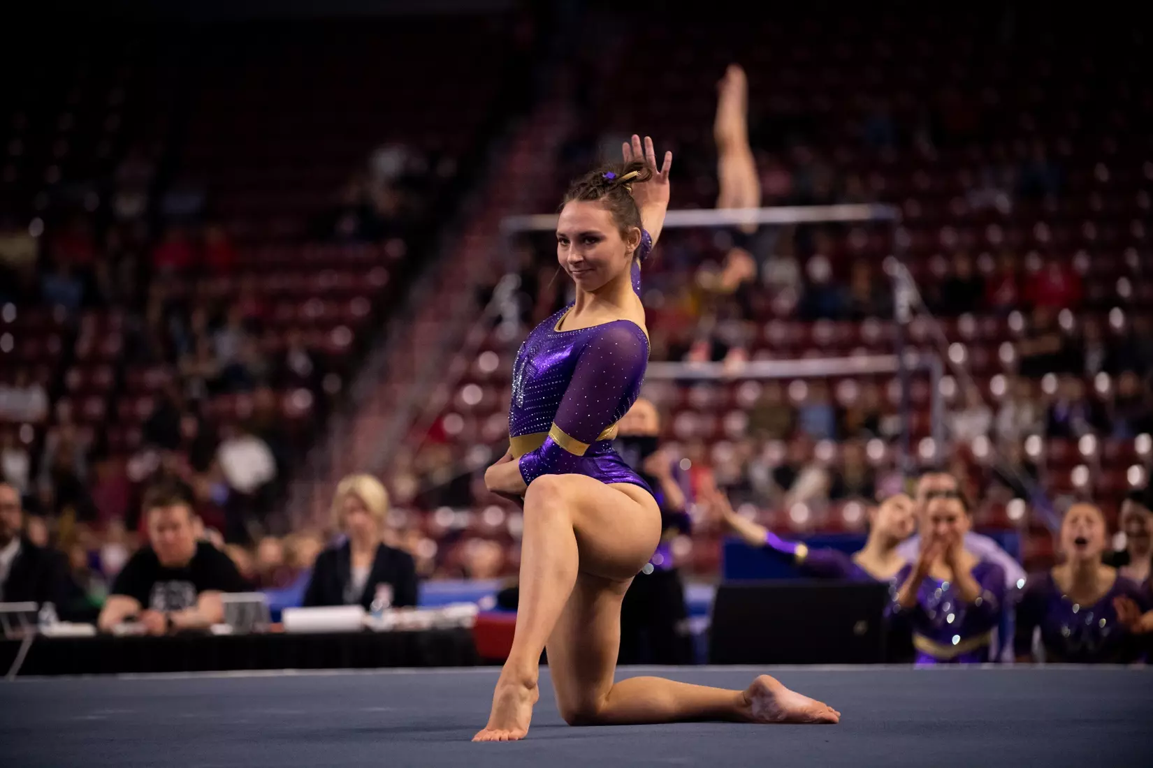 Washington gymnastics at Pac-12 Championships on March 18, 2023 at the Maverik Center in West Valley City, Utah.