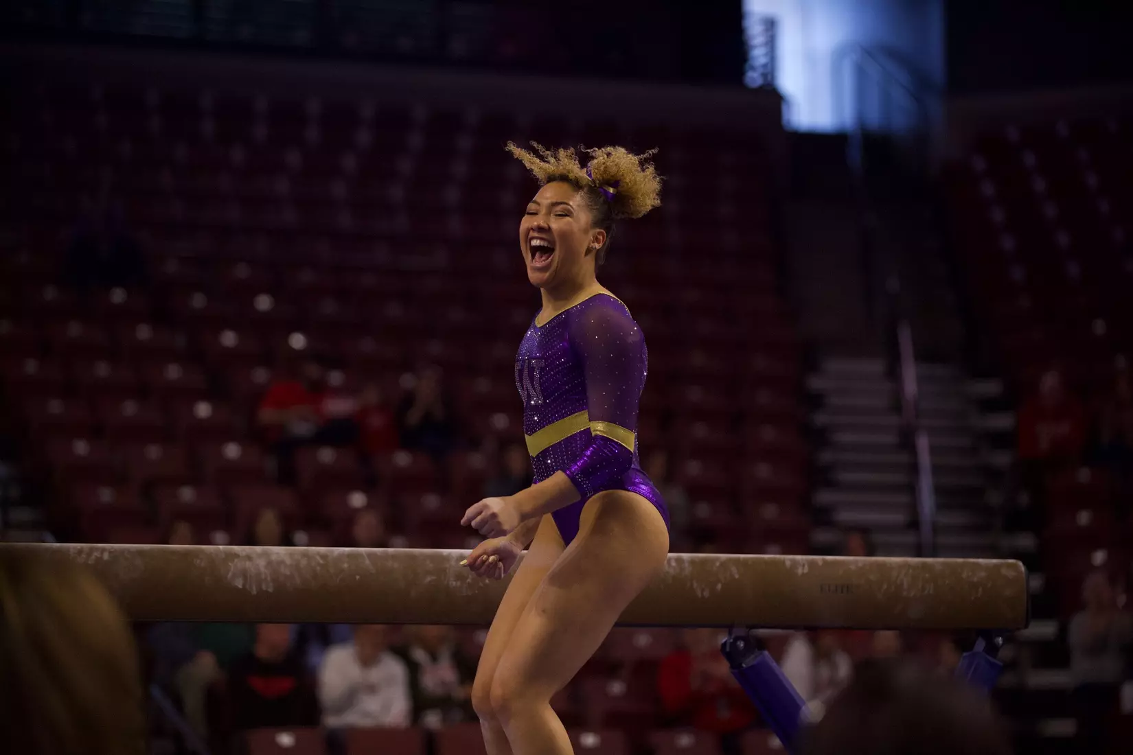 Washington gymnastics at Pac-12 Championships on March 18, 2023 at the Maverik Center in West Valley City, Utah.