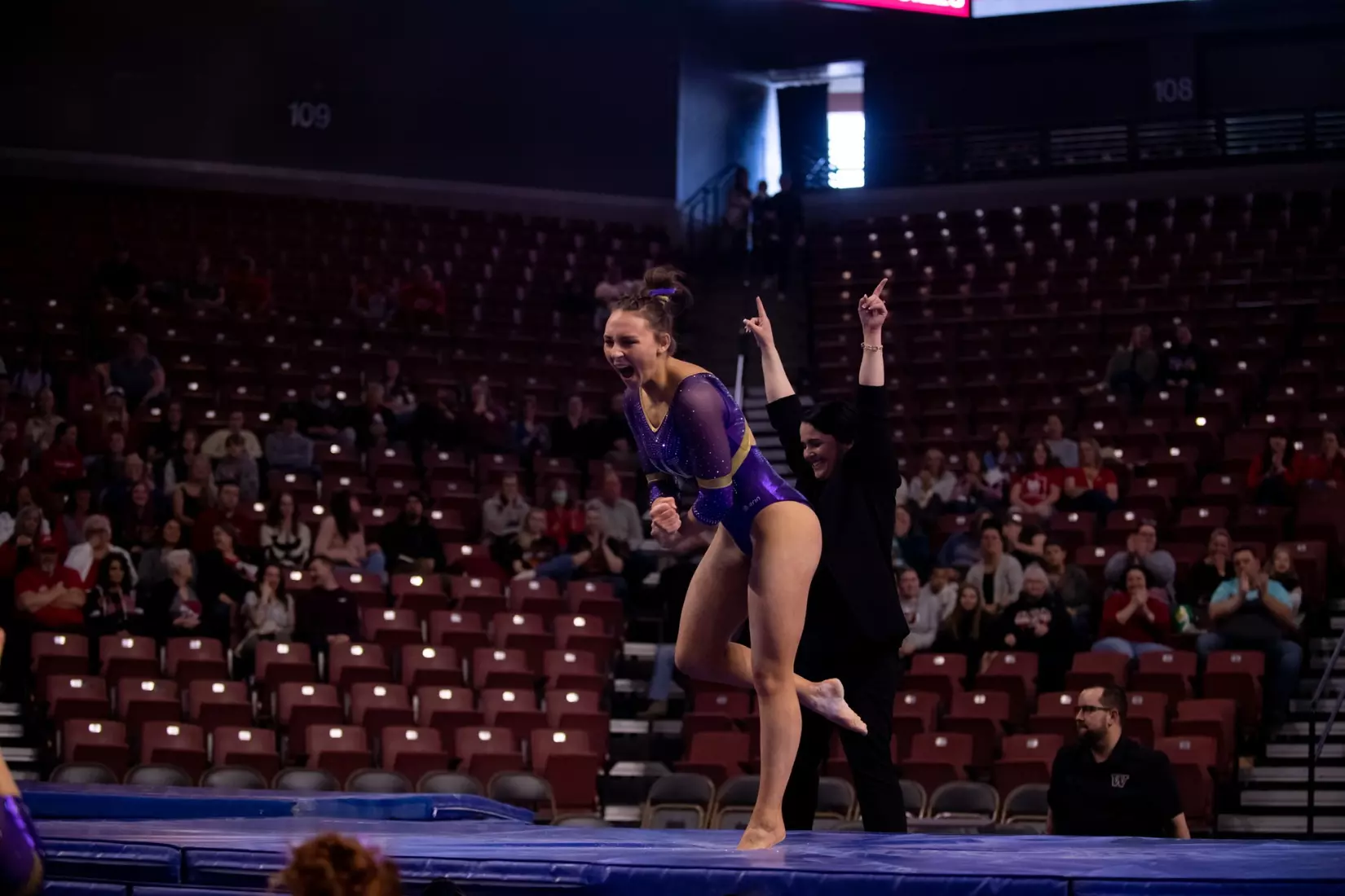 Washington gymnastics at Pac-12 Championships on March 18, 2023 at the Maverik Center in West Valley City, Utah.