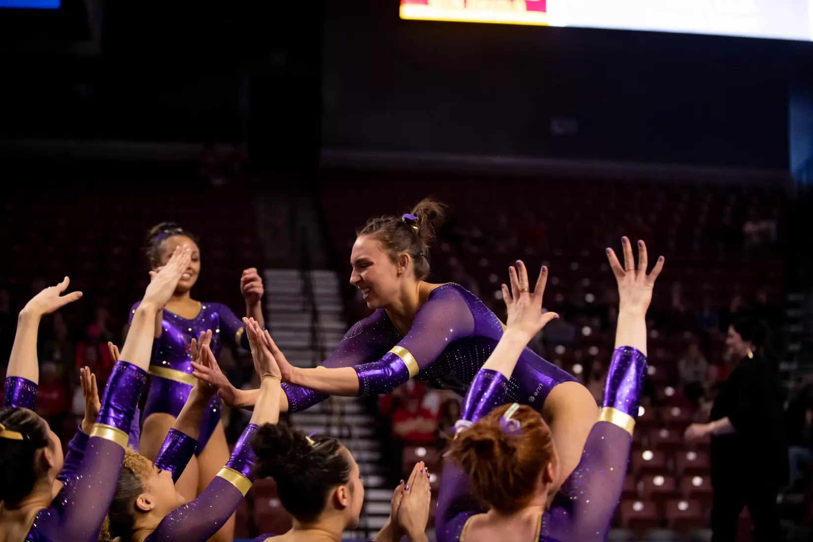 Washington gymnastics at Pac-12 Championships on March 18, 2023 at the Maverik Center in West Valley City, Utah.