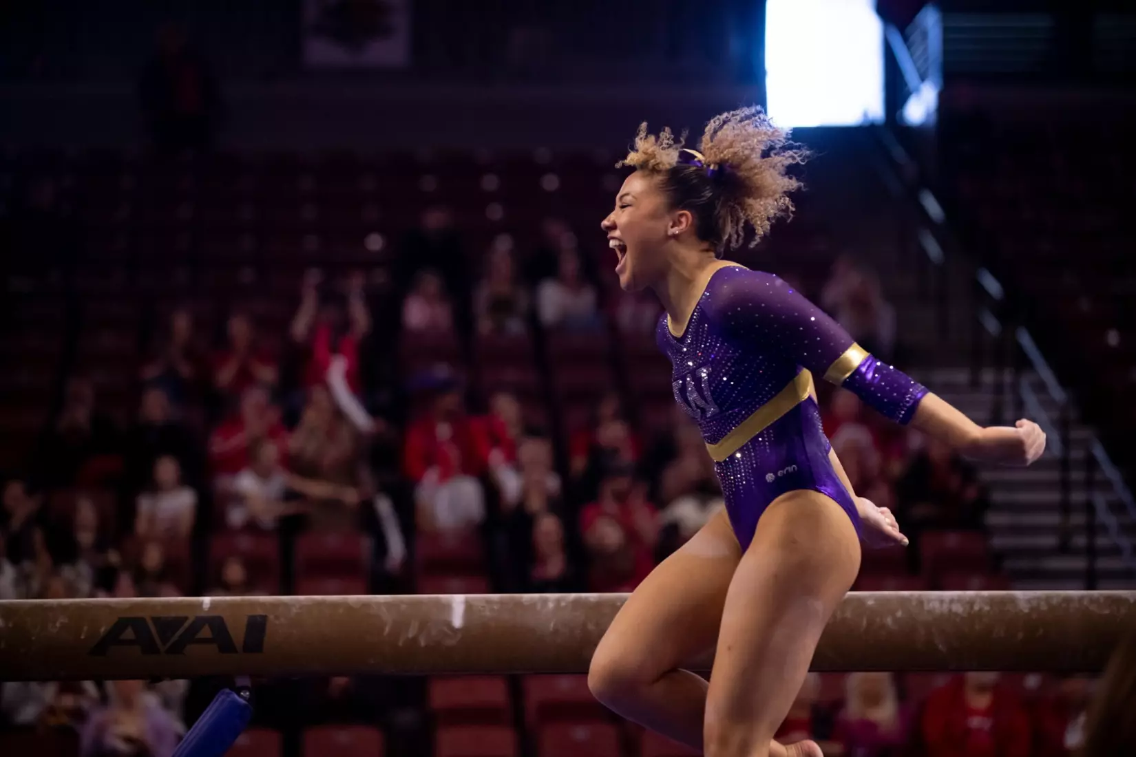 Washington gymnastics at Pac-12 Championships on March 18, 2023 at the Maverik Center in West Valley City, Utah.