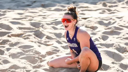 Paloma Bowman celebrates at Cal Poly Invitational