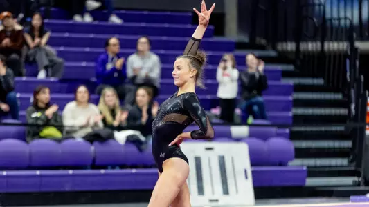 The University of Washington gymnastics team holds its Purple & Gold meet on December 13, 2023. (Photography by Scott Eklund/Red Box Pictures)