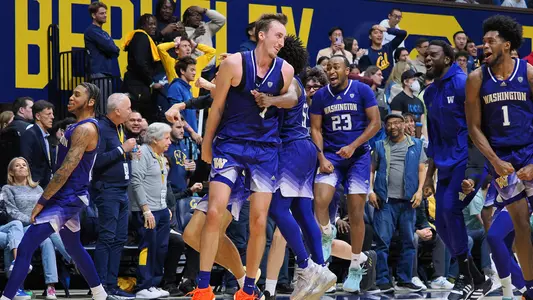 UW men's basketball celebrates Moses Woods' game-winner at Cal