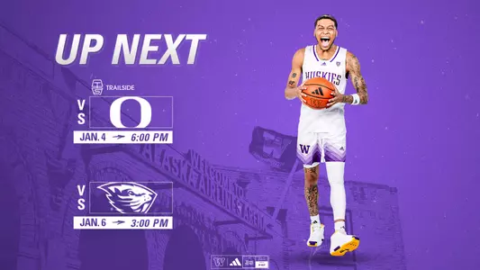 Men's basketball upcoming schedule graphic for Oregon (1/4) and Oregon St. (1/6)