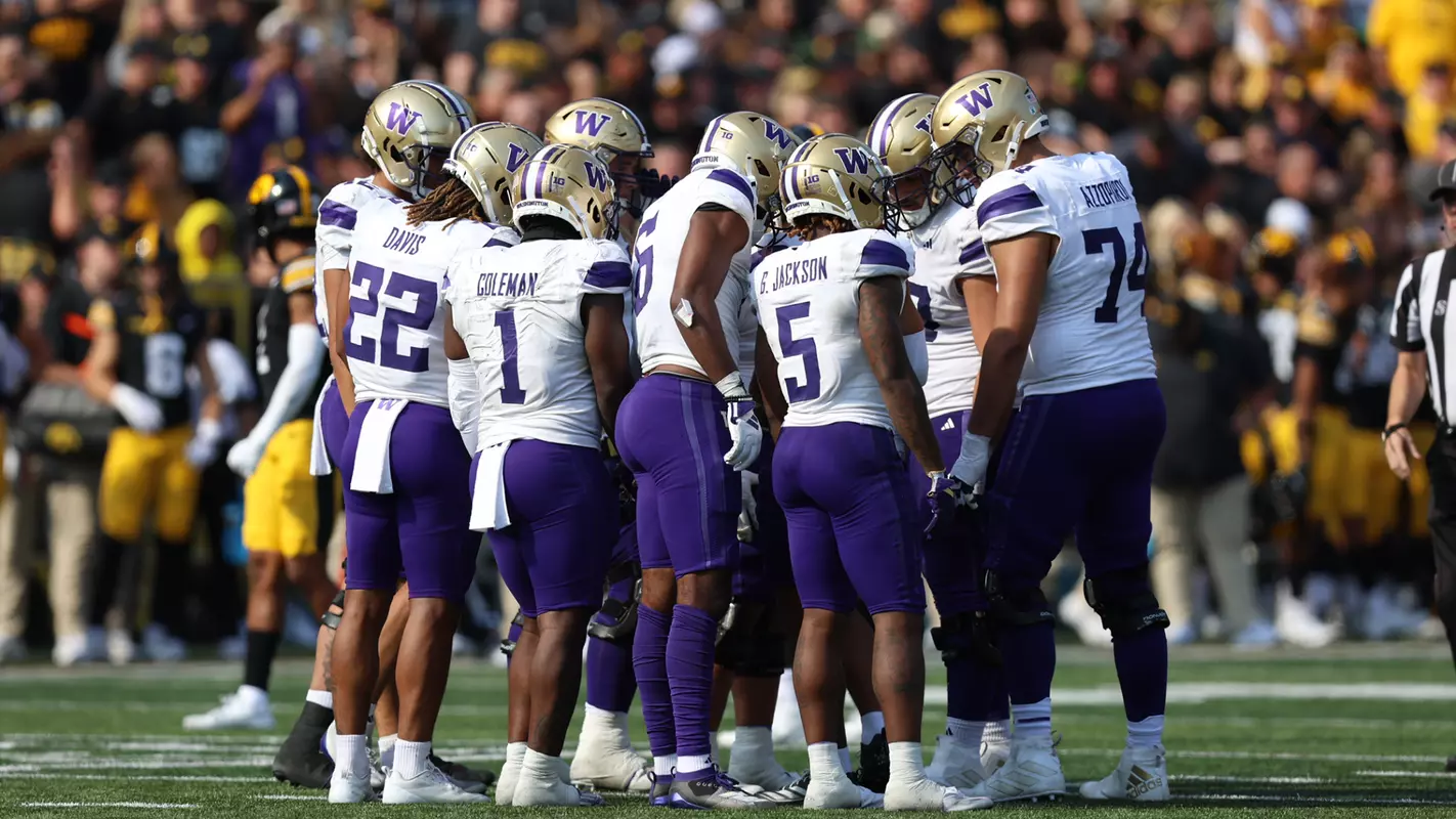 Football Huddle at Iowa