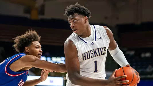 Great Osobor backs down Max Brooks of UMass Lowell