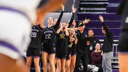 Bench celebration WBB at Northwestern