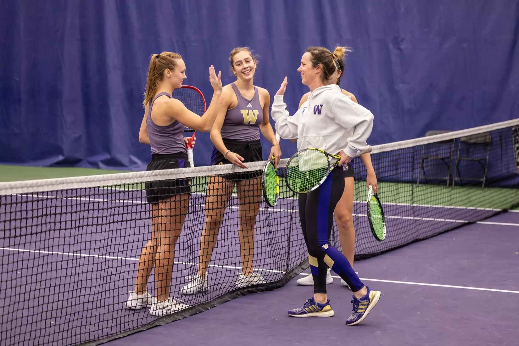 Washington women's tennis in a 6-1 win over Portland on Friday, Feb. 23, 2024.