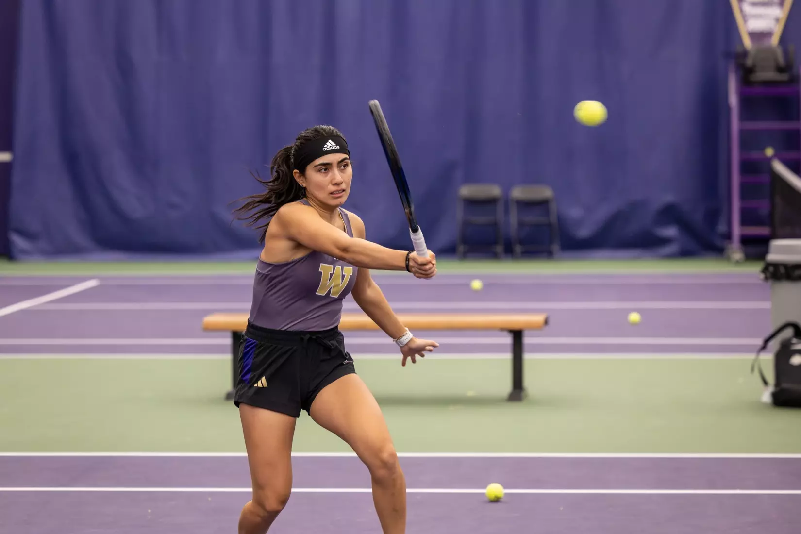 Washington women's tennis in a 6-1 win over Portland on Friday, Feb. 23, 2024.