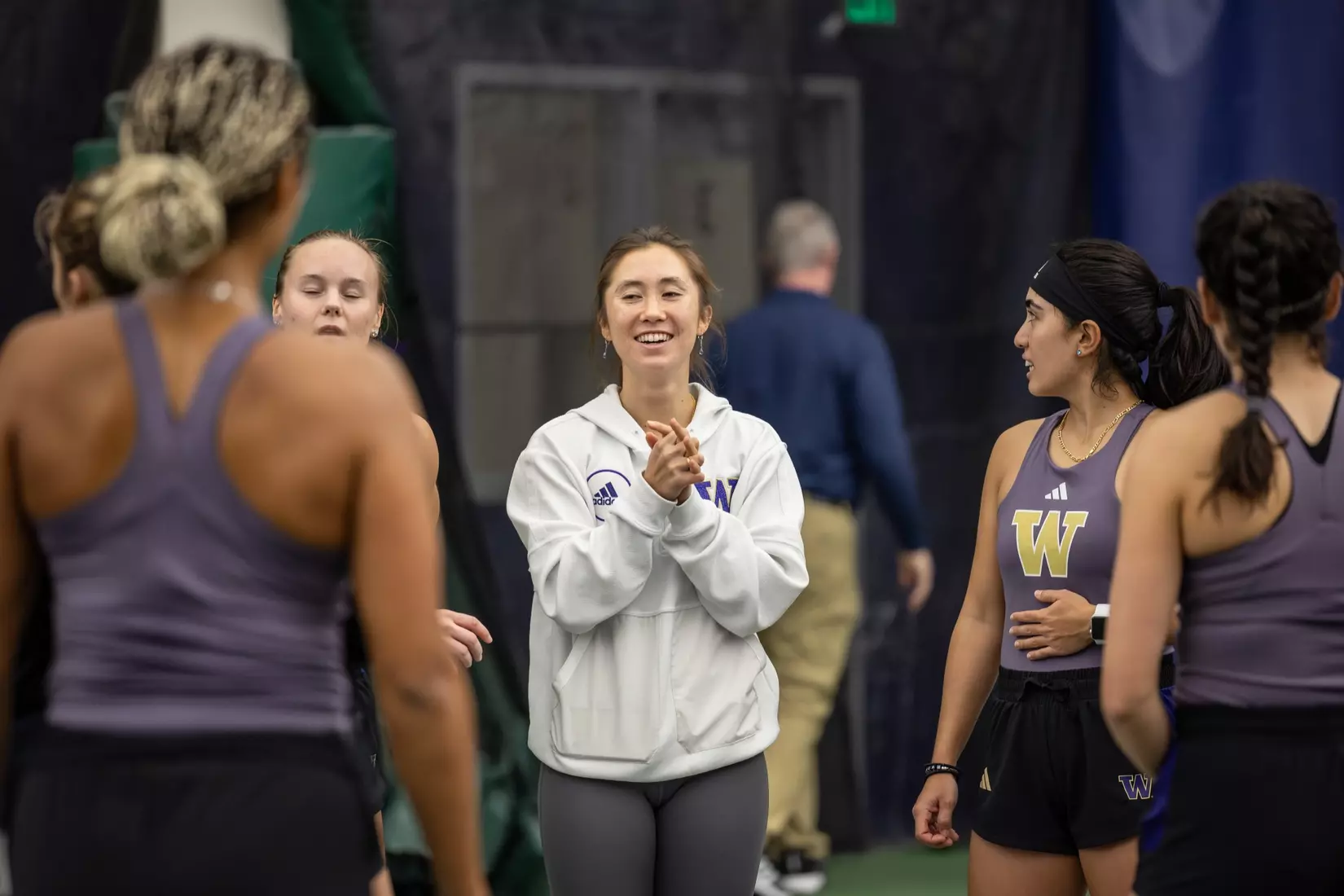 Washington women's tennis in a 6-1 win over Portland on Friday, Feb. 23, 2024.