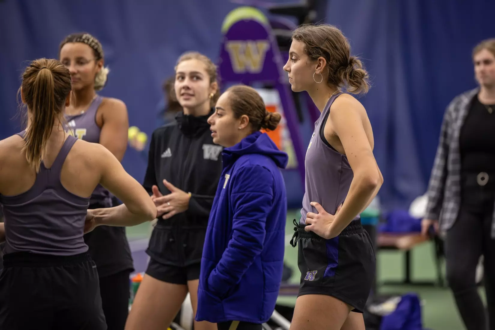 Washington women's tennis in a 6-1 win over Portland on Friday, Feb. 23, 2024.