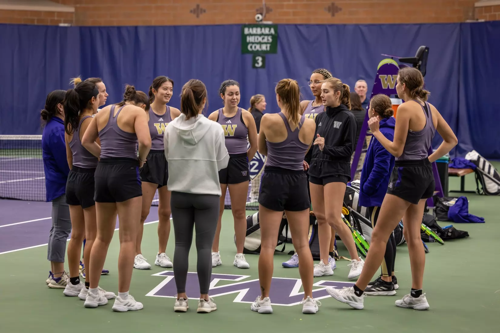 Washington women's tennis in a 6-1 win over Portland on Friday, Feb. 23, 2024.