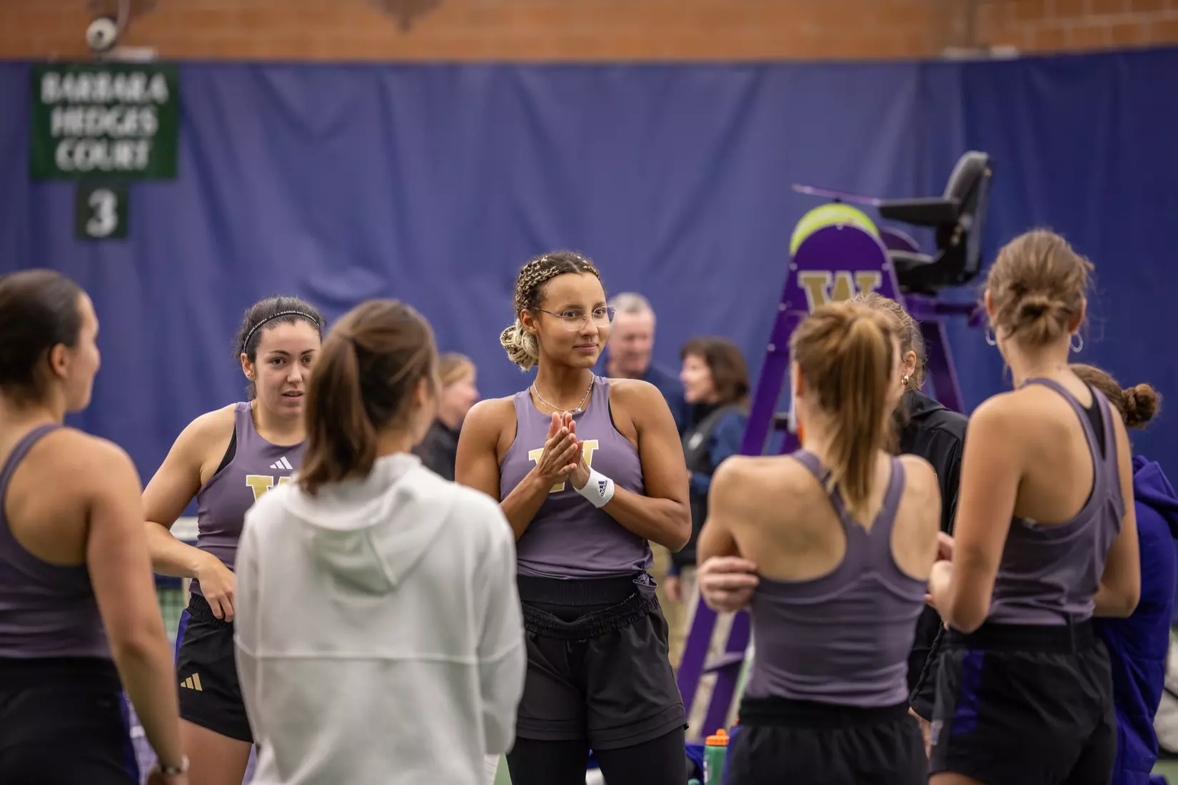 Washington women's tennis in a 6-1 win over Portland on Friday, Feb. 23, 2024.