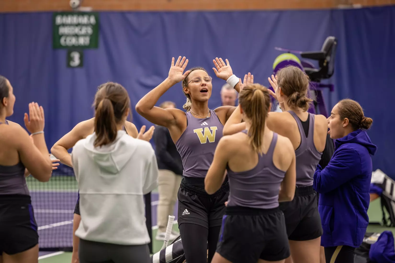 Washington women's tennis in a 6-1 win over Portland on Friday, Feb. 23, 2024.