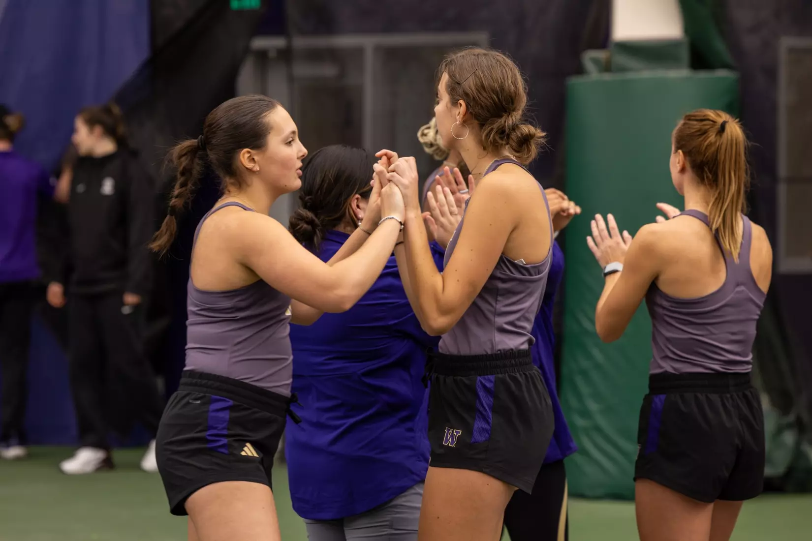 Washington women's tennis in a 6-1 win over Portland on Friday, Feb. 23, 2024.