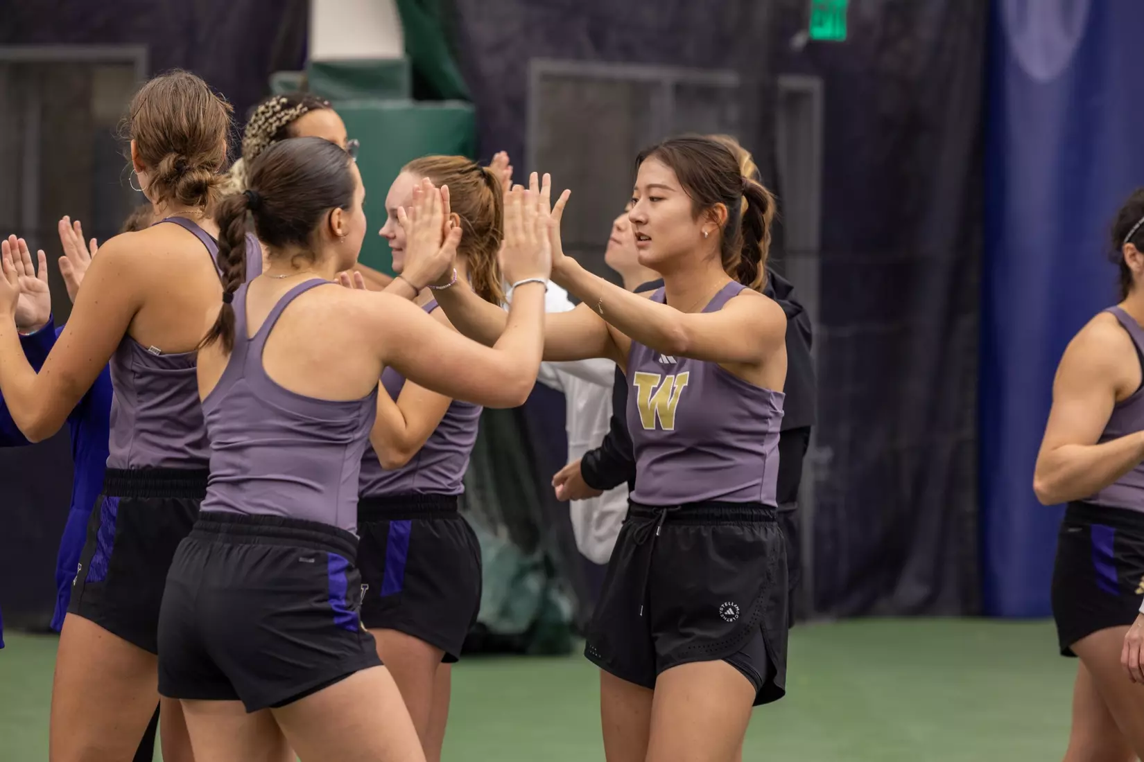 Washington women's tennis in a 6-1 win over Portland on Friday, Feb. 23, 2024.