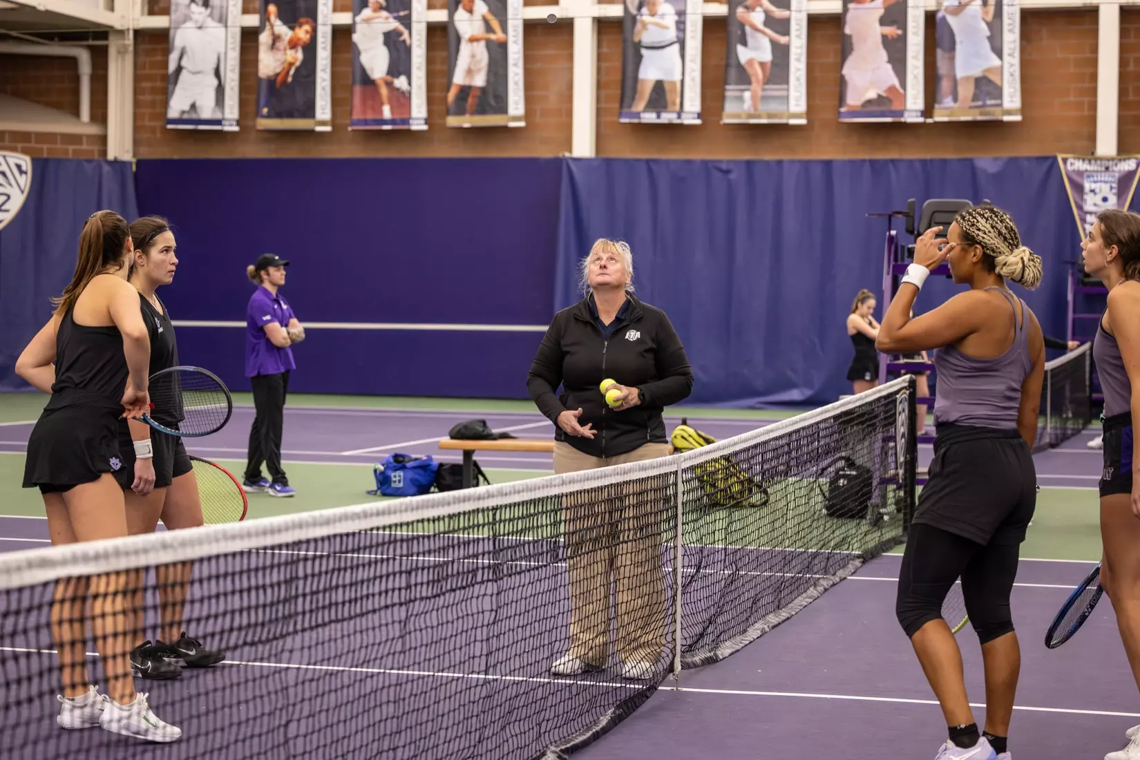 Washington women's tennis in a 6-1 win over Portland on Friday, Feb. 23, 2024.
