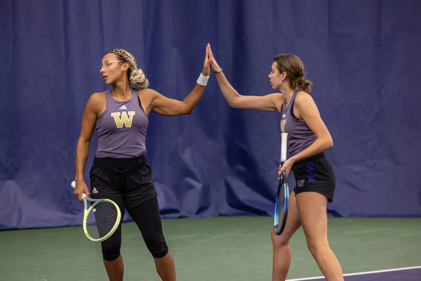 Washington women's tennis in a 6-1 win over Portland on Friday, Feb. 23, 2024.