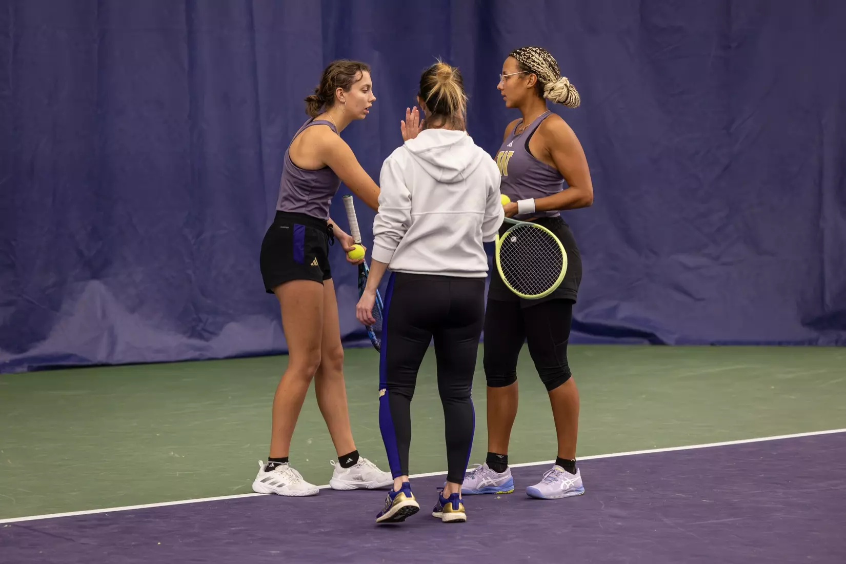 Washington women's tennis in a 6-1 win over Portland on Friday, Feb. 23, 2024.