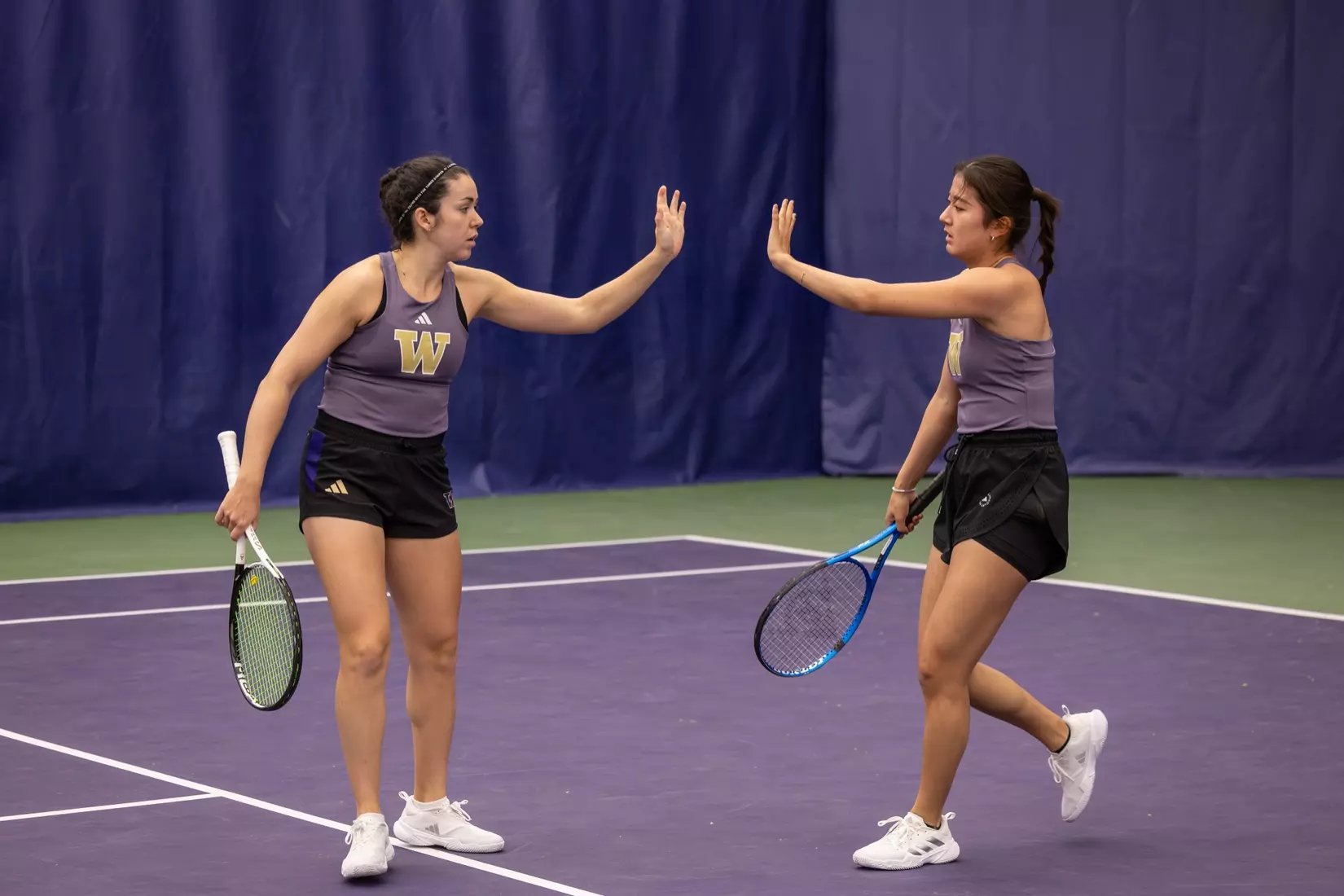 Washington women's tennis in a 6-1 win over Portland on Friday, Feb. 23, 2024.