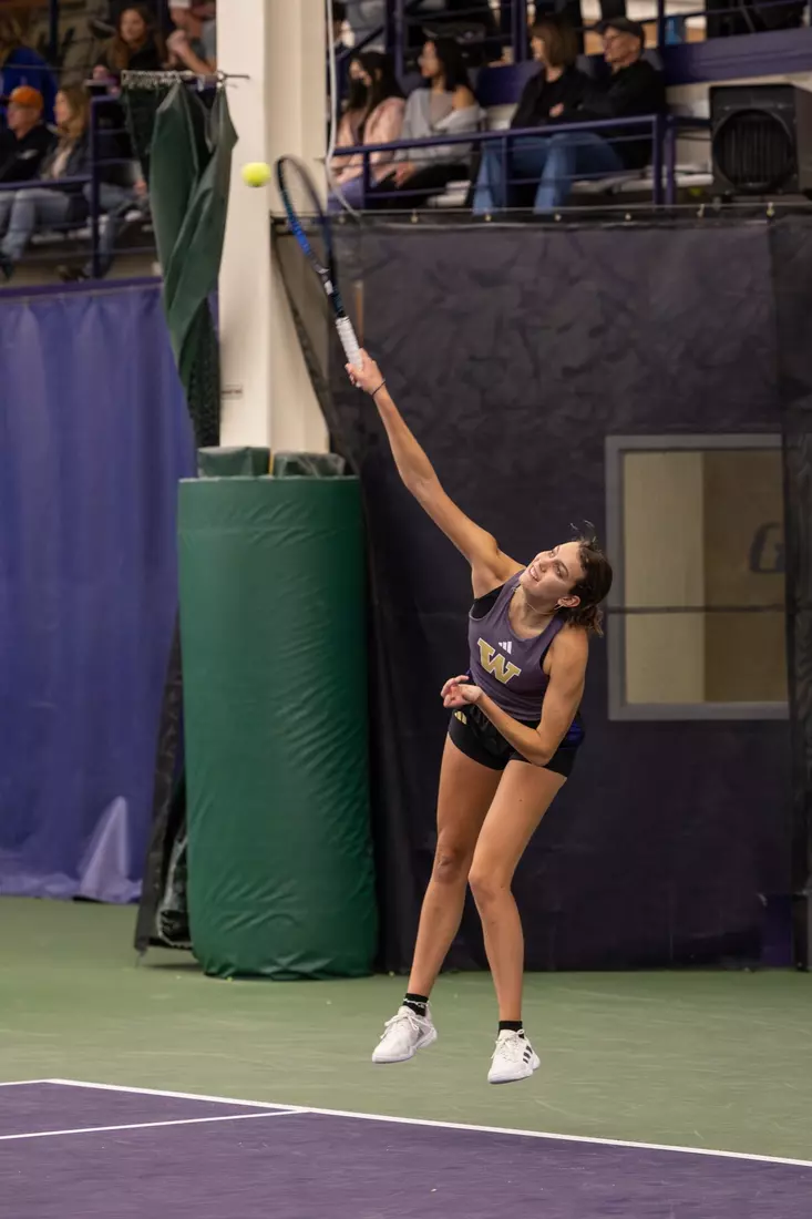 Washington women's tennis in a 6-1 win over Portland on Friday, Feb. 23, 2024.