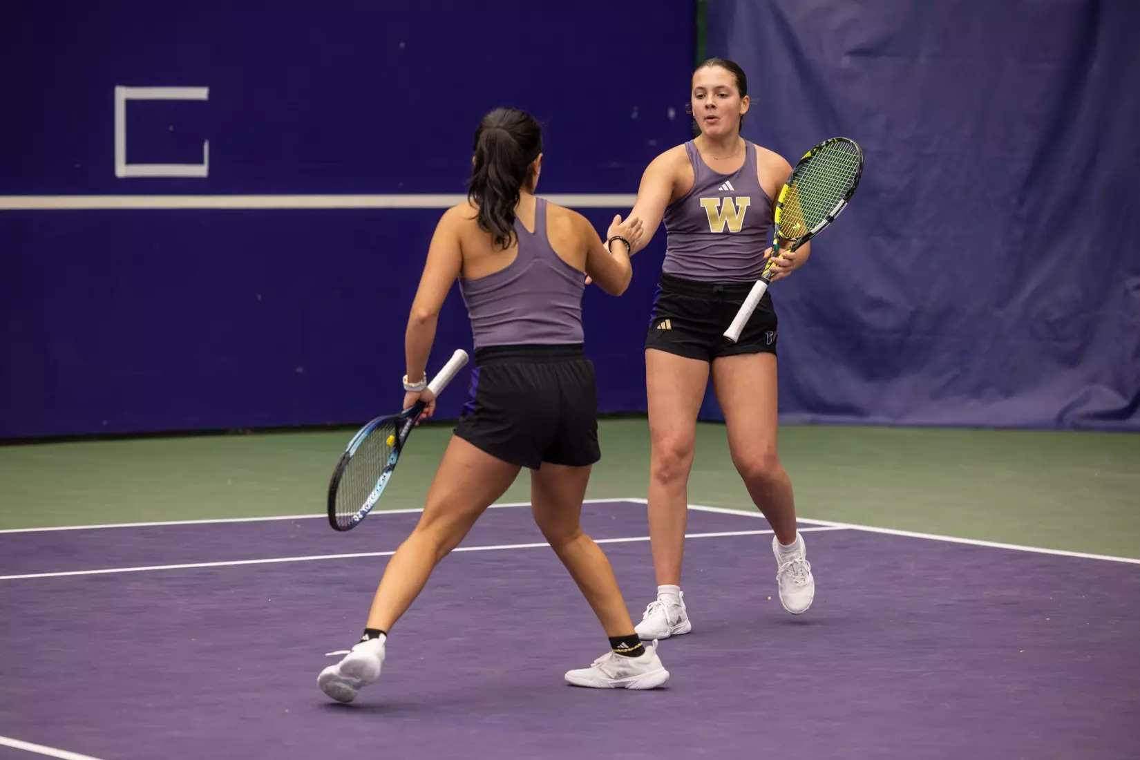 Washington women's tennis in a 6-1 win over Portland on Friday, Feb. 23, 2024.
