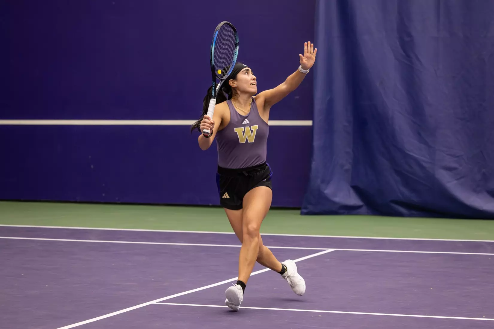 Washington women's tennis in a 6-1 win over Portland on Friday, Feb. 23, 2024.