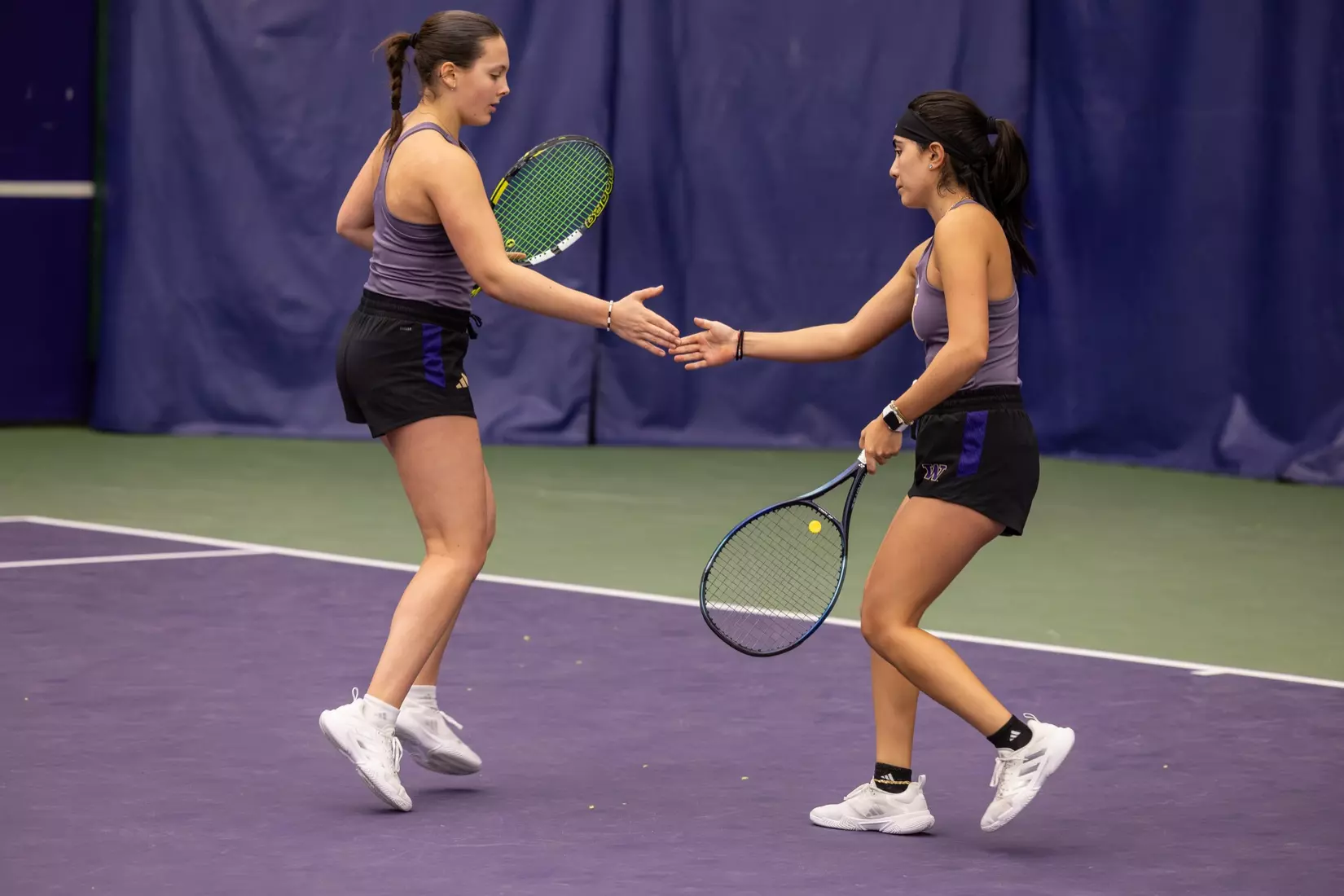 Washington women's tennis in a 6-1 win over Portland on Friday, Feb. 23, 2024.