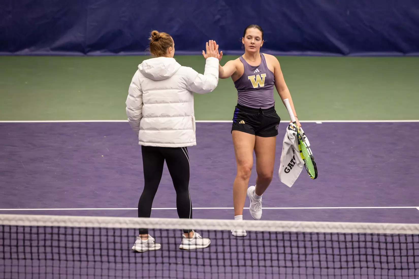 Washington women's tennis in a 6-1 win over Portland on Friday, Feb. 23, 2024.