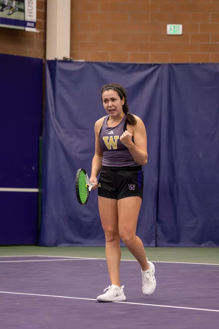 Washington women's tennis in a 6-1 win over Portland on Friday, Feb. 23, 2024.
