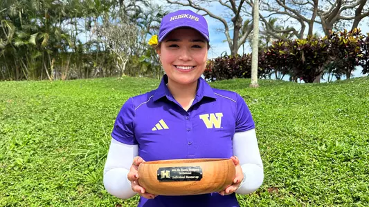 Camille BOyd with runner up trophy at Dr. Donnis Thompson Invitational 2024