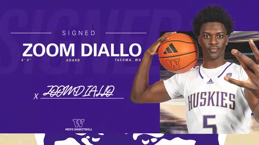 Zoom Diallo signed with UW graphic - 6'4" guard from Tacoma, Wash.