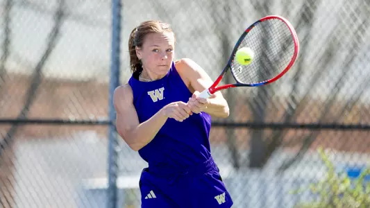The University of Washington women’s tennis team plays Stanford on April 14, 2024. (Photography by Scott Eklund/Red Box Pictures)