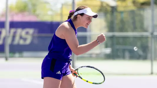 The University of Washington women’s tennis team plays Stanford on April 14, 2024. (Photography by Scott Eklund/Red Box Pictures)