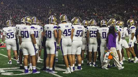 Football team huddle at Rutgers
