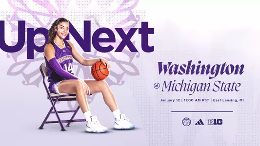 UW WBB Up Next graphic vs. Michigan State